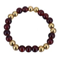 Stainless Steel Bracelet, with Dyed Jade, gold color plated, for woman, 10mm, 8mm Approx 7 Inch 