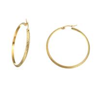 Stainless Steel Hoop Earring, gold color plated & for woman 