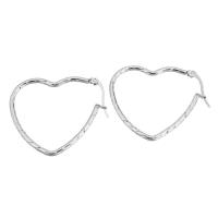 Stainless Steel Hoop Earring, Heart, for woman, original color 