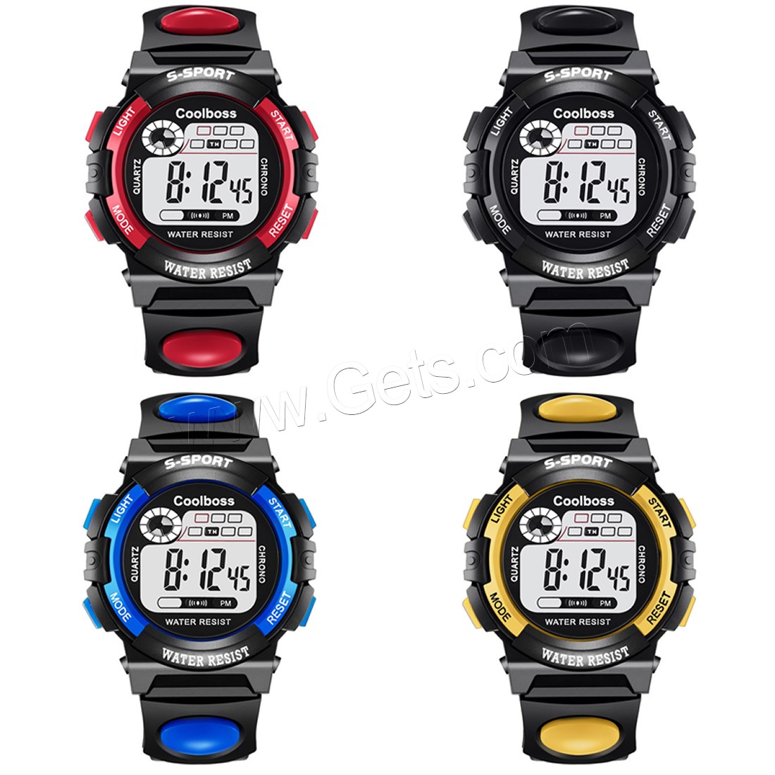 bracelets de montre pour enfants, plastique ABS, avec acier inoxydable & Acrylique, sept couleurs clignotantes & pour les enfants & normes différentes pour le choix & imperméable, plus de couleurs à choisir, Vendu par PC