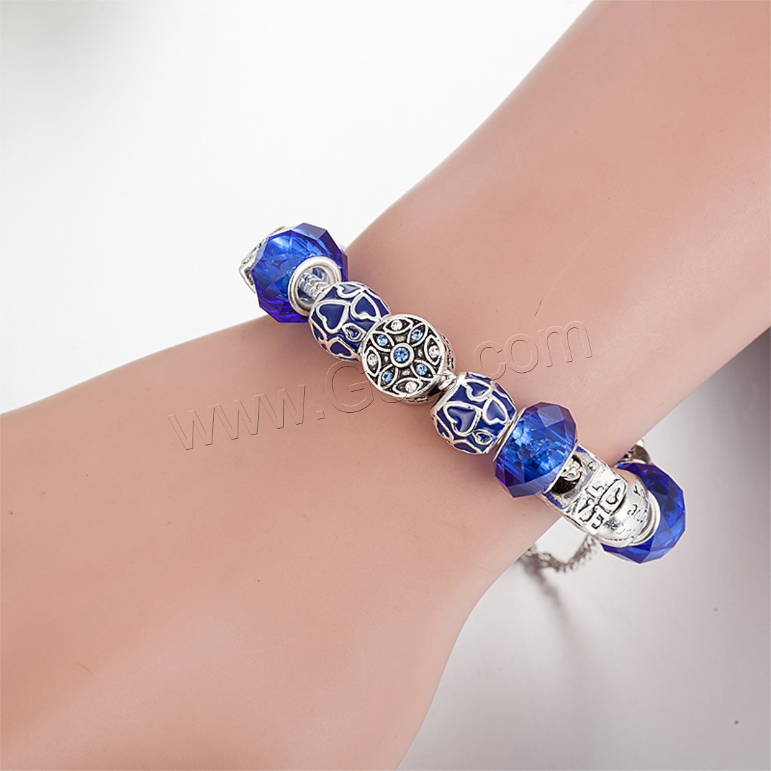 Zinc Alloy European Bracelet, with brass chain & Crystal, plated, different length for choice & snake chain & with letter pattern & for woman & faceted & with rhinestone, Sold By Strand