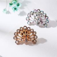 Zinc Alloy Collar Brooch, Peacock, plated, for woman & with rhinestone & hollow 