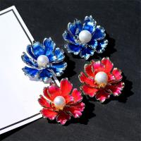 Zinc Alloy Brooch, with Shell Pearl, Tree Paeony, plated & for woman & enamel 