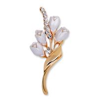Zinc Alloy Brooch, with Resin, Flower, real gold plated, for woman & enamel & with rhinestone 