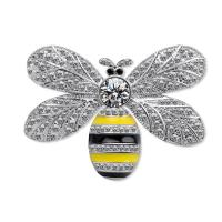 Brass Brooch, Bee, plated, for woman & enamel & with cubic zirconia 