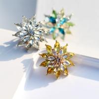 Zinc Alloy Collar Brooch, with Crystal, Flower, plated, for woman & faceted & with rhinestone 
