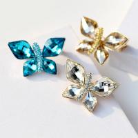 Zinc Alloy Brooch, with Crystal, Butterfly, plated, for woman & faceted & with rhinestone 