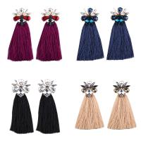 Fashion Tassel Earring, Zinc Alloy, with Nylon Cord & Crystal, plated, vintage & for woman & faceted & with rhinestone 
