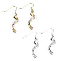 Rhinestone Brass Drop Earring, with Rhinestone Clay Pave, plated, for woman 48mm 