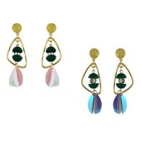 Zinc Alloy Drop Earring, with Crystal & Acrylic, iron post pin, gold color plated, for woman & faceted 