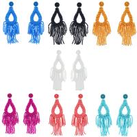 Resin Tassel Earring, iron post pin, silver color plated, for woman 