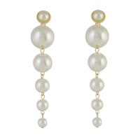 Plastic Pearl Zinc Alloy Earring, with Plastic Pearl, iron post pin, gold color plated, for woman 