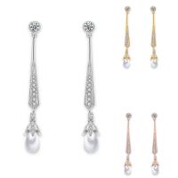 Freshwater Pearl Brass Earring, with Freshwater Pearl, plated, for woman & with cubic zirconia nickel, lead & cadmium free, 8-40mm 