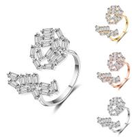 Cubic Zircon Brass Finger Ring, plated, open & for woman & with cubic zirconia nickel, lead & cadmium free, 18-20mm, US Ring 