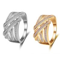 Cubic Zircon Brass Finger Ring, plated & for woman & with cubic zirconia nickel, lead & cadmium free, 18-20mm 