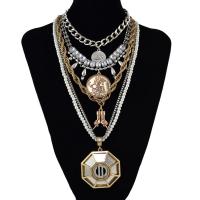 цинковый сплав Ожерелье, с Кристаллы, Другое покрытие, Женский & граненый & многонитевая, длина:Приблизительно 18.5 дюймовый, продается Strand