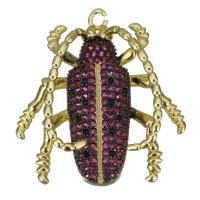 Cubic Zirconia Micro Pave Brass Pendant, Insect, real gold plated, micro pave cubic zirconia Approx 1.5mm 