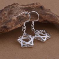 Brass Drop Earring, Star, real silver plated, for woman, lead & cadmium free 
