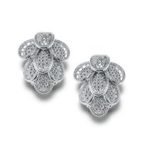 Brass Stud Earring, platinum plated, for woman & with cubic zirconia, nickel, lead & cadmium free 