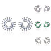 Brass Stud Earring, plated, for woman & with cubic zirconia nickel, lead & cadmium free, 20-25mm 