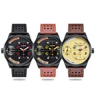 NARY® Watch Collection, Leather, with Glass & Stainless Steel & Zinc Alloy, plated, Life water resistant & for man Approx 9 Inch 