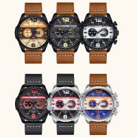 NARY® Watch Collection, PU Leather, with Glass & Stainless Steel & Zinc Alloy, Chinese movement, plated, Life water resistant & for man Approx 9 Inch 