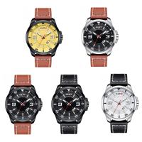 NARY® Watch Collection, PU Leather, with Glass & Stainless Steel & Zinc Alloy, Chinese movement, plated, Life water resistant & for man Approx 9 Inch 
