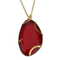 Stainless Steel Necklace, with Crystal, with 2Inch extender chain, gold color plated, oval chain & for woman & faceted 2mm Approx 17 Inch 