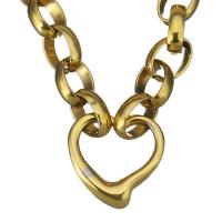 Ожерелье из нержавеющей стали ювелирные изделия, нержавеющая сталь, Сердце, плакирован золотом, Овальный цепь & Женский 11mm, длина:Приблизительно 16 дюймовый, продается Strand
