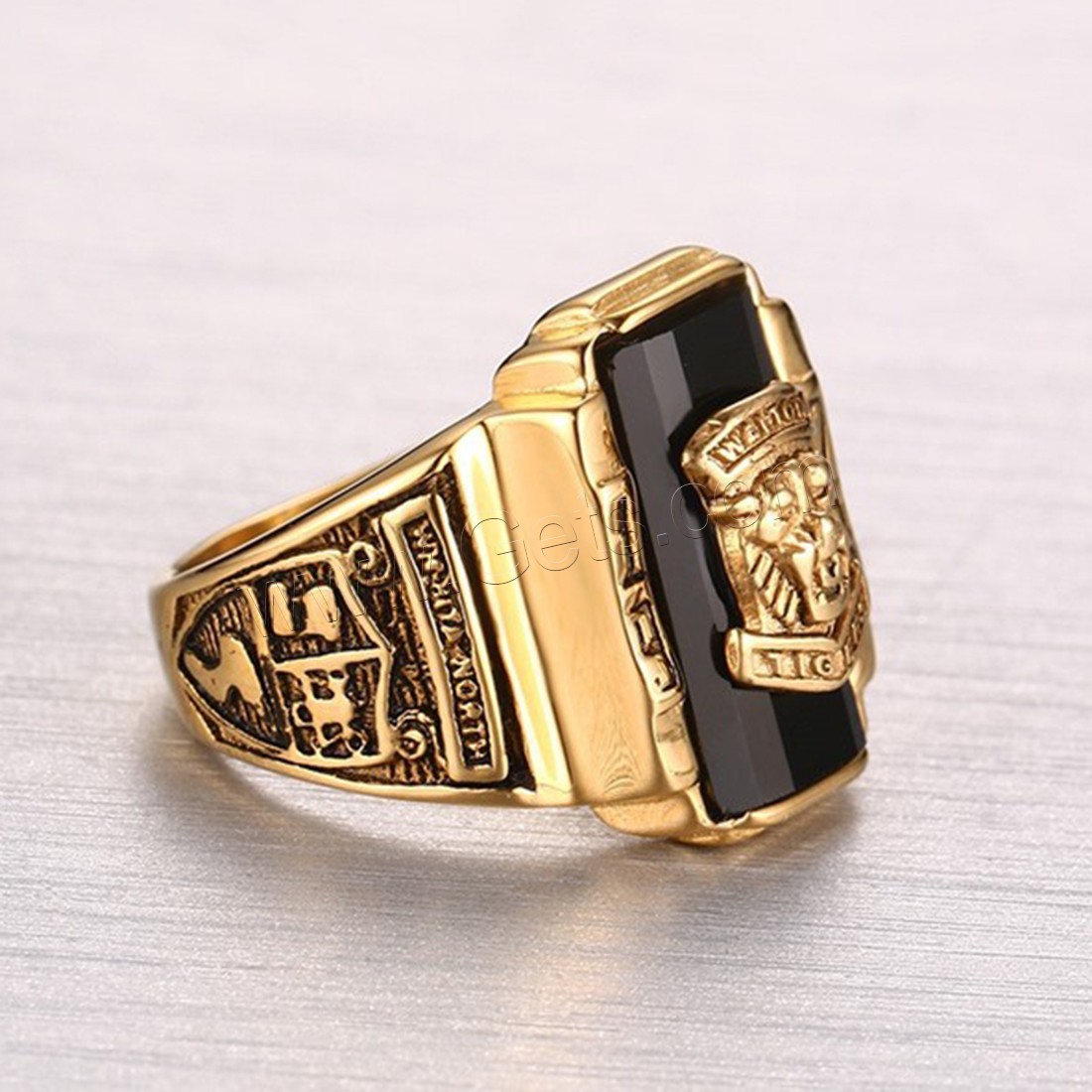 Titanium Steel Finger Ring, with Crystal, gold color plated, different size for choice & blacken, more colors for choice, Sold By PC