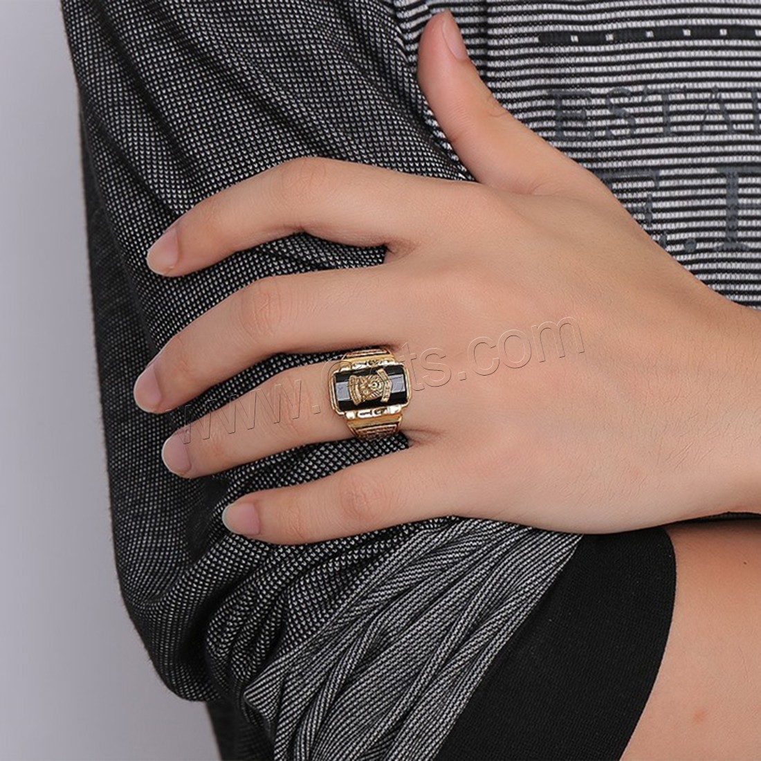 Titanium Steel Finger Ring, with Crystal, gold color plated, different size for choice & blacken, more colors for choice, Sold By PC