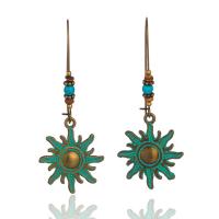 Turquoise Zinc Alloy Earring, with Synthetic Turquoise, plated copper green, Bohemian style & for woman 