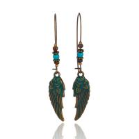 Turquoise Zinc Alloy Earring, with Synthetic Turquoise, Wing Shape, plated copper green, Bohemian style & for woman 