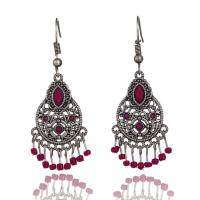 Zinc Alloy Tassel Earring, with Acrylic, antique silver color plated, Bohemian style & for woman 