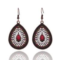 Zinc Alloy Drop Earring, with Acrylic, Teardrop, antique copper color plated, for woman & enamel & hollow 