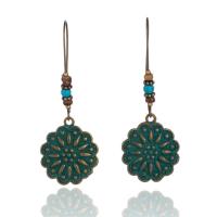 Turquoise Zinc Alloy Earring, with Synthetic Turquoise, Flower, plated copper green, for woman 