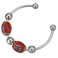 Stainless Steel Cuff Bangle, with Lampwork, for woman, original color  3mm, 8mm, Inner Approx 