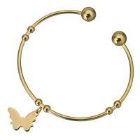 Stainless Steel Cuff Bangle, Butterfly, gold color plated, for woman 2mm, 8mm, Inner Approx 