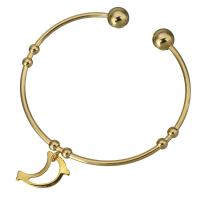 Stainless Steel Cuff Bangle, Dolphin, gold color plated, for woman 2mm, 8mm, Inner Approx 