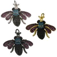 Cubic Zirconia Micro Pave Brass Pendant, Insect, plated, micro pave cubic zirconia Approx 3mm 