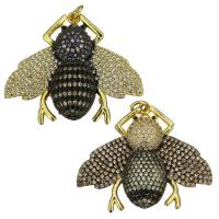 Cubic Zirconia Micro Pave Brass Pendant, Bee, real gold plated, micro pave cubic zirconia Approx 3mm 