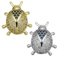 Cubic Zirconia Micro Pave Brass European Bead, Ladybug, plated, micro pave cubic zirconia & without troll Approx 4.5mm 