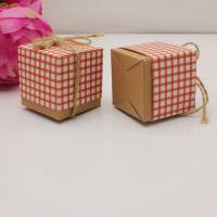 Wedding Candy Box, Kraft, with Linen, hollow, red 