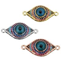 Evil Eye Jewelry Connector, Brass, with Resin, Horse Eye, plated, micro pave cubic zirconia & 1/1 loop Approx 0.5mm 