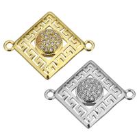 Cubic Zirconia Micro Pave Brass Connector, Rhombus, plated, micro pave cubic zirconia & 1/1 loop & hollow Approx 0.9mm 