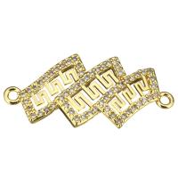 Cubic Zirconia Micro Pave Brass Connector, real gold plated, micro pave cubic zirconia & 1/1 loop Approx 0.7mm 