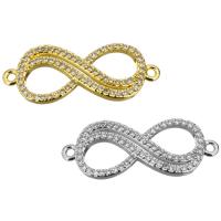 Cubic Zirconia Micro Pave Brass Connector, Infinity, plated, micro pave cubic zirconia & 1/1 loop Approx 0.6mm 