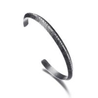Stainless Steel Cuff Bangle, Unisex & blacken, 6mm, Inner Approx 61mm 