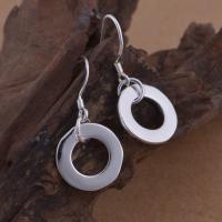 Brass Dangle Earring, Donut, real silver plated, for woman, lead & cadmium free 