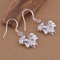 Brass Dangle Earring, Chicken, real silver plated, for woman, lead & cadmium free 